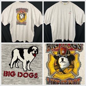 Vintage 1996 BIG DOGS T-shirt “Big Dogs Like It Hot” BDFD Unit1 Fireman Mens 4XL